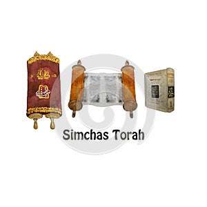 Jewish Holiday, Simchat Torah translation: `Rejoicing of with the Torah`. Scrolls of Torah