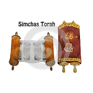 Jewish Holiday, Simchat Torah translation: `Rejoicing of with the Torah`. Scrolls of Torah