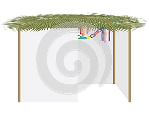 Jewish holiday Sukkah with paper decorations