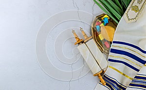 Jewish Holiday Sukkot traditional symbols four species Etrog lulav hadas arava