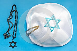 Jewish kippah and Star of David Necklace