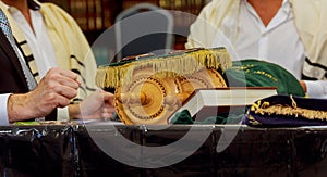 Jewish man dressed in ritual clothing family man mitzvah jerusalem Torah scrolls