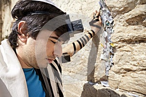 Jewish Man Praying at the Western Wall