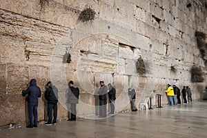 Jewish Men Praying - Wailing Wall - Old Jerusalem, Israel