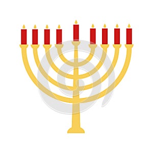 Jewish menorah flat style icon vector design