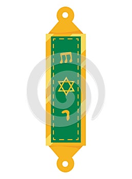 jewish mezuzah green illustration