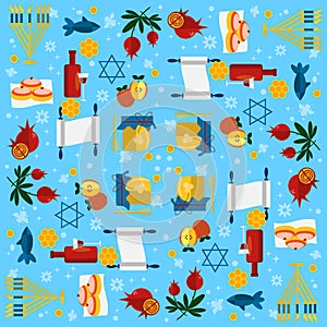 Jewish new year holiday seamless pattern for Rosh Hashanah