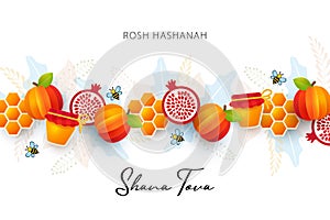 Jewish New Year, Rosh Hashanah Greeting card, Holiday banner. photo