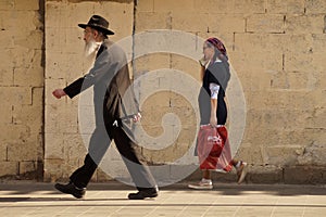 Jewish orthodox male and female, Old Jerusalem 2018