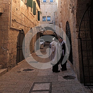 Jewish Quarter Street with Haredi Jews