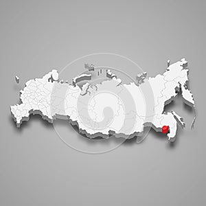 Jewish region location within Russia 3d map