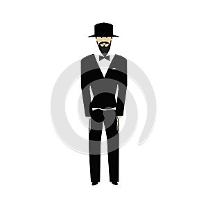 Jewish religious man with a beard wearing hat. Jew. Groom. Vector illustration on isolated background