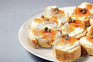 Jewish sandwiches with salmon and capparis photo