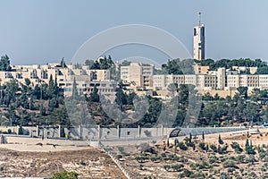 Jewish settlement and wall of separation in the east of Jerusalem, Israel