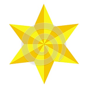 Jewish Star of David. Golden six-pointed star. Gold Magen David. icon.