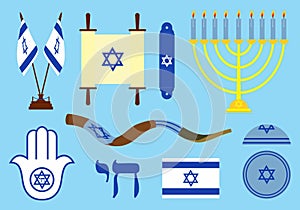 Jewish symbols colored.