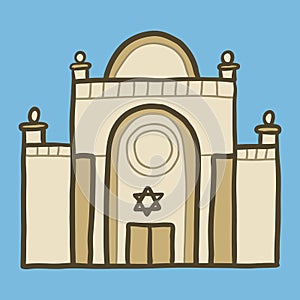 Jewish synagogue icon, hand drawn style