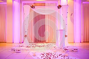 Jewish traditions wedding ceremony. Wedding canopy chuppah or huppah photo