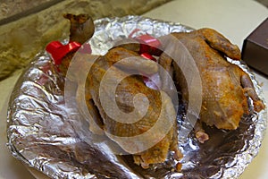 Jewish wedding. fried chicken