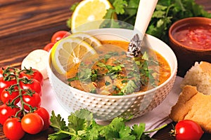 Jewish wedding and holyday Yemenite beef soup Marak Temani photo