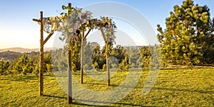 Jewish wedding overlooking mountain and sky sunset