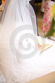 Jewish wedding. prayer bride