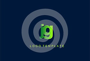 JG Green Letter Logo Design Vector