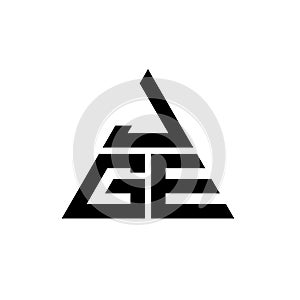 JGE triangle letter logo design with triangle shape. JGE triangle logo design monogram. JGE triangle vector logo template with red