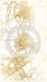 Jhang, Islamabad and Gujrat Pakistan City Map Set photo