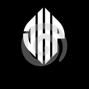 JHP circle letter logo design with circle and ellipse shape. JHP ellipse letters with typographic style. The three initials form a photo