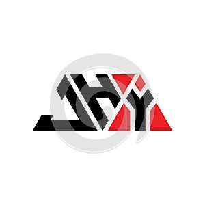 JHY triangle letter logo design with triangle shape. JHY triangle logo design monogram. JHY triangle vector logo template with red