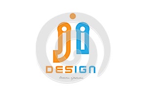 ji j i orange blue alphabet letter logo combination