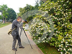 Jiangmen, China: photographers shooting flowers