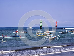 Jib catamarans at sea, Bali, Indonesia