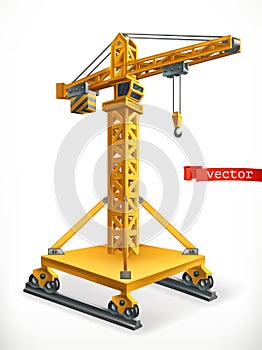 Jib type crane. 3d vector icon