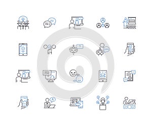 Jibber jabber line icons collection. Nonsense, Babble, Gibberish, Blather, Mumble, Prattle, Rant vector and linear