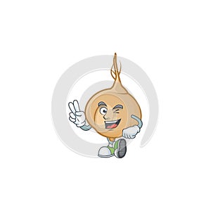 Jicama Character cartoon style with two fingers
