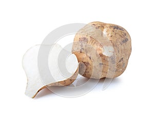 Jicamas isolated on white background.