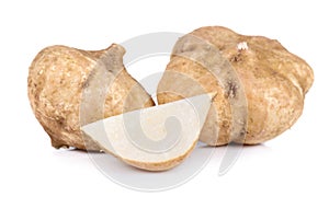 Jicamas on white background