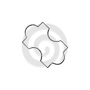 Jig saw puzzle piece hand drawn outline doodle icon.