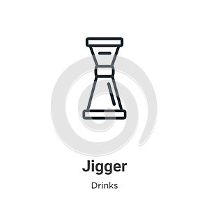 Jigger outline vector icon. Thin line black jigger icon, flat vector simple element illustration from editable drinks concept