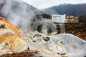 Jigokudani Hell valley and Onsen hotel, Noboribetsu