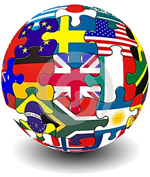 Jigsaw flag globe