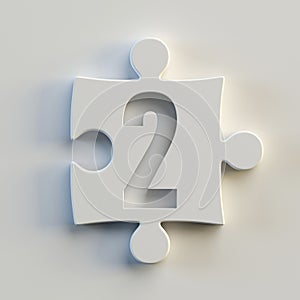 Jigsaw font 3d rendering, puzzle piece number 2