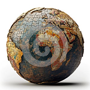 Jigsaw Globe, Global Unity - AI Generated