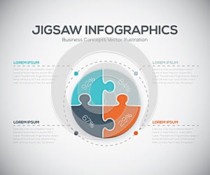 Jigsaw infographics vector business puzzle piece fresh template