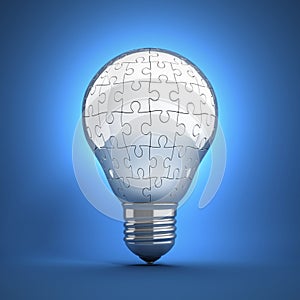 Jigsaw light bulb 3d rendering