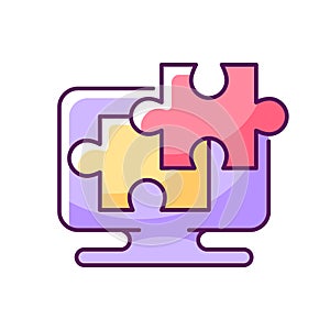 Jigsaw online RGB color icon
