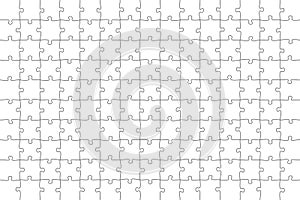 Jigsaw Puzzle 15x10 square piece template. Jigsaw puzzle grid vector stroke scheme