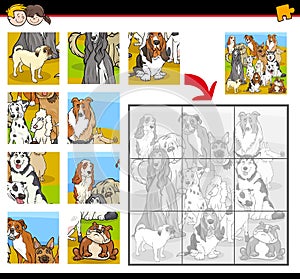 Jigsaw puzzle activity with dogs